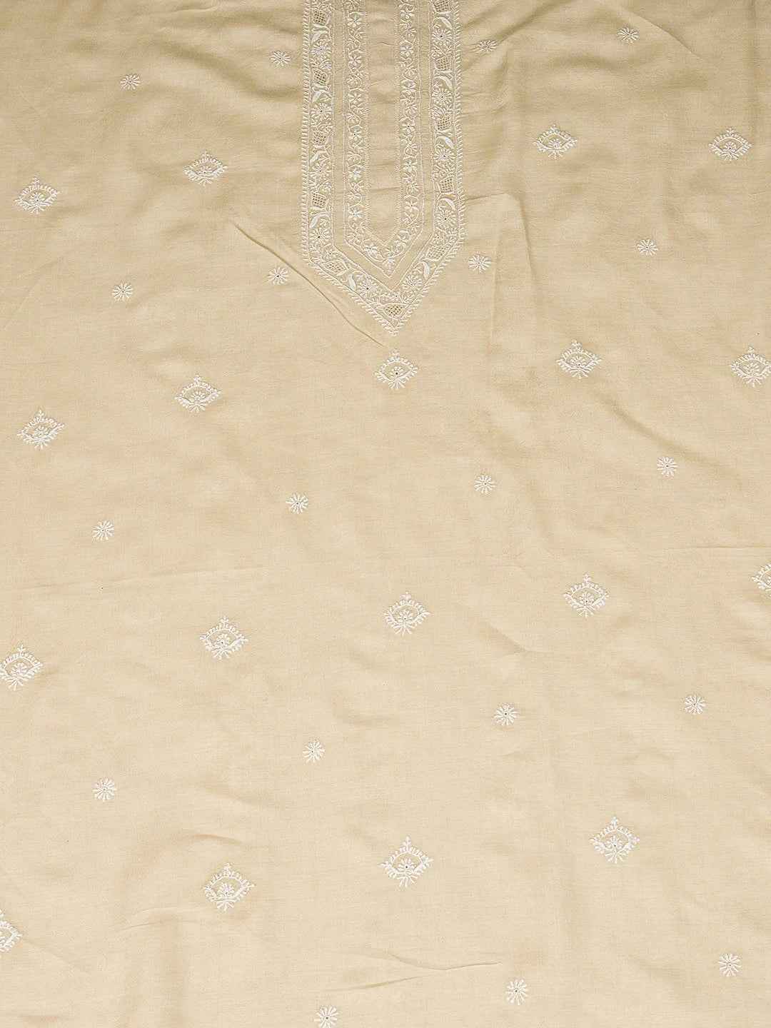 Ada Hand Embroidered Fawn Moonga Silk Lucknowi Chikankari Unstitched Men's Kurta 01A938775