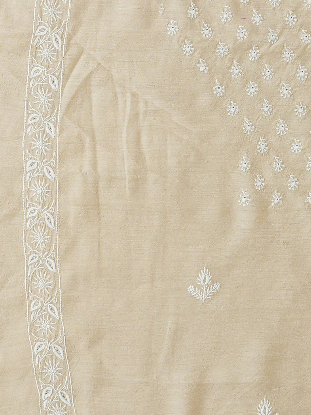 Ada Hand Embroidered Fawn Moonga Silk Lucknowi Chikankari Unstitched Men's Kurta 01A916955