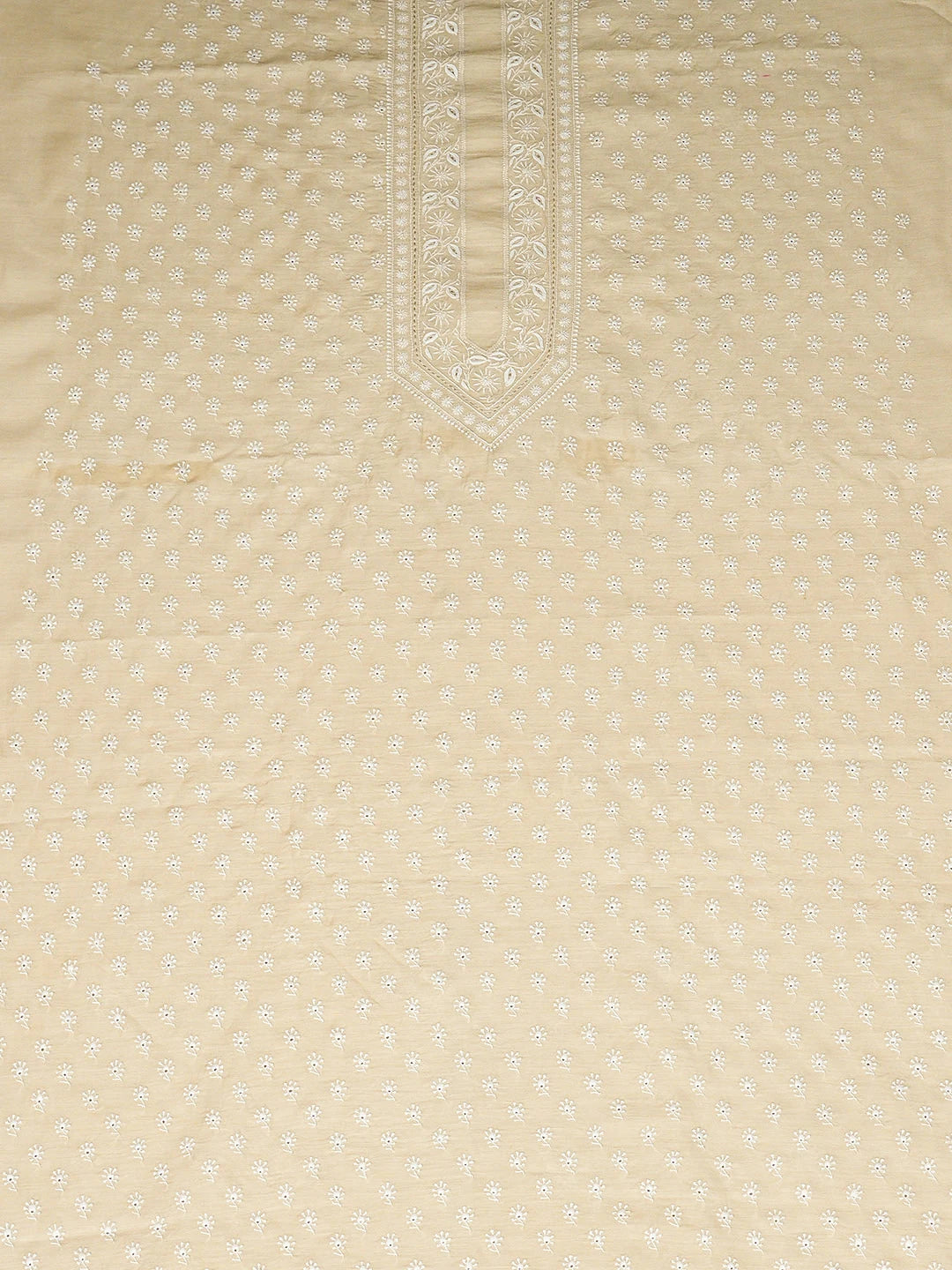 Ada Hand Embroidered Fawn Moonga Silk Lucknowi Chikankari Unstitched Men's Kurta 01A916955
