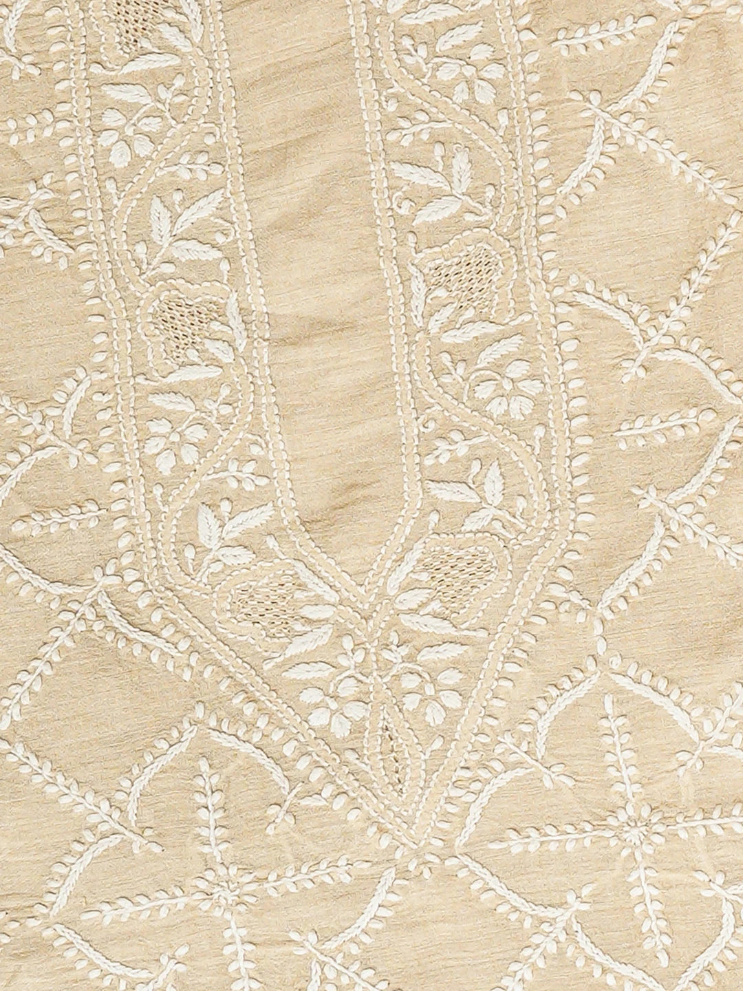 Ada Hand Embroidered Fawn Moonga Silk Lucknowi Chikankari Unstitched Men's Kurta 01A916954