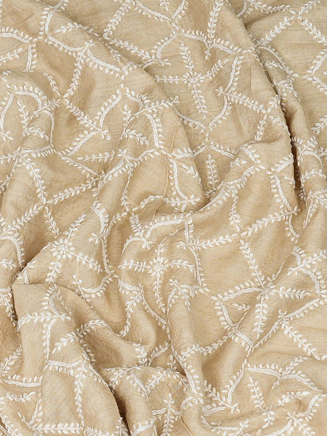Ada Hand Embroidered Fawn Moonga Silk Lucknowi Chikankari Unstitched Men's Kurta 01A916954