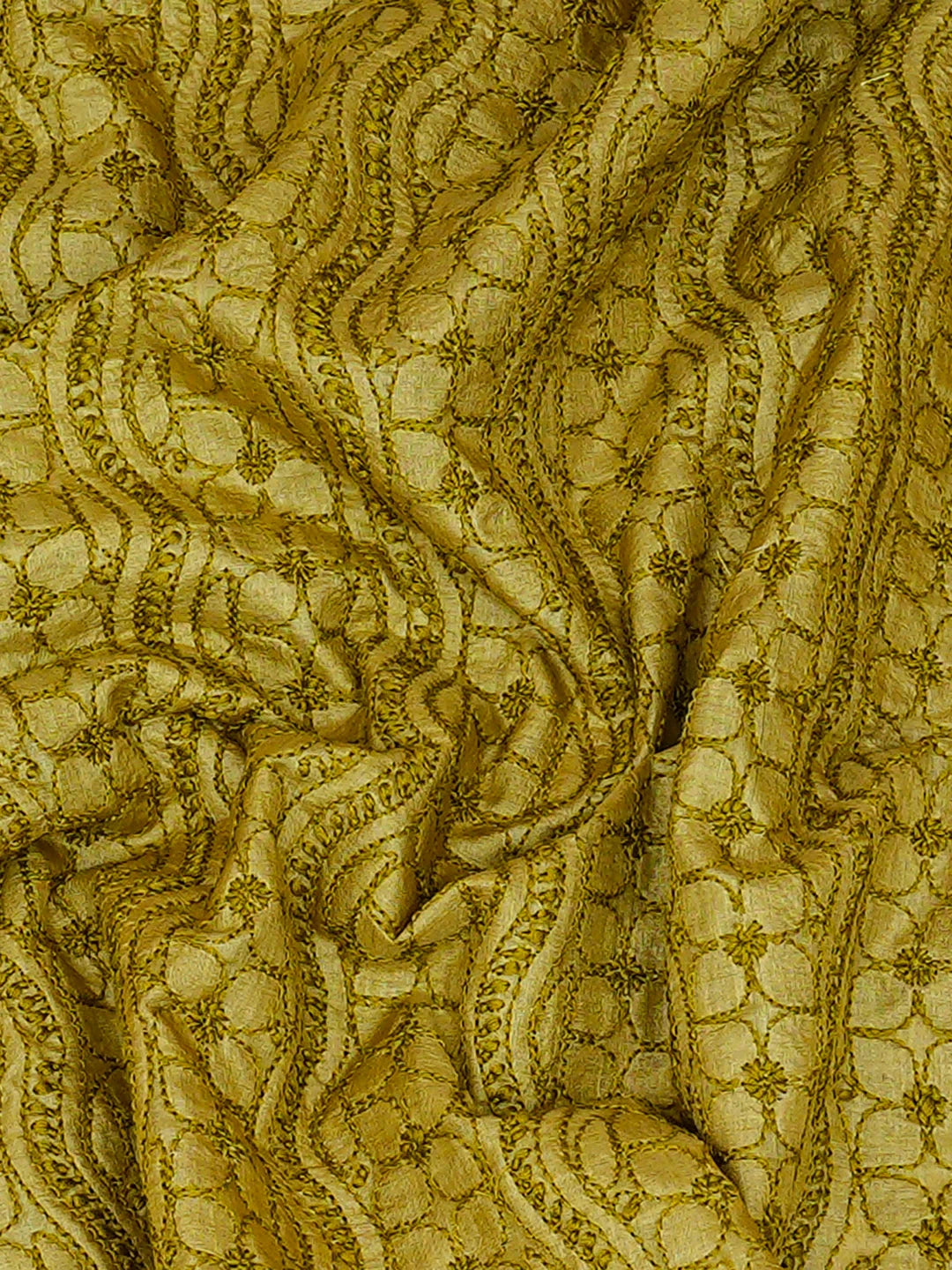 Ada Hand Embroidered Green Silk Lucknowi Chikankari Unstitched Men's Kurta 01A941937