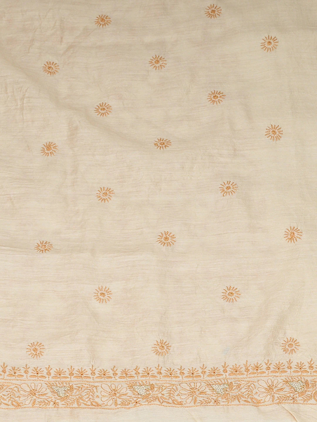 Ada Hand Embroidered Fawn Moonga Silk Lucknowi Chikankari Unstitched Men's Kurta Wiht Zari Taar Work 01A915865