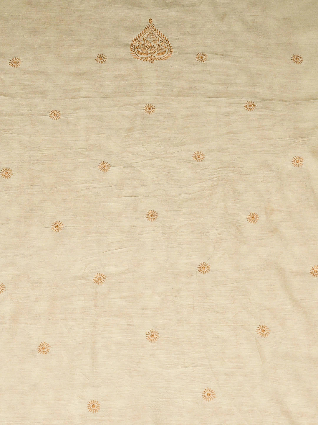 Ada Hand Embroidered Fawn Moonga Silk Lucknowi Chikankari Unstitched Men's Kurta Wiht Zari Taar Work 01A915865