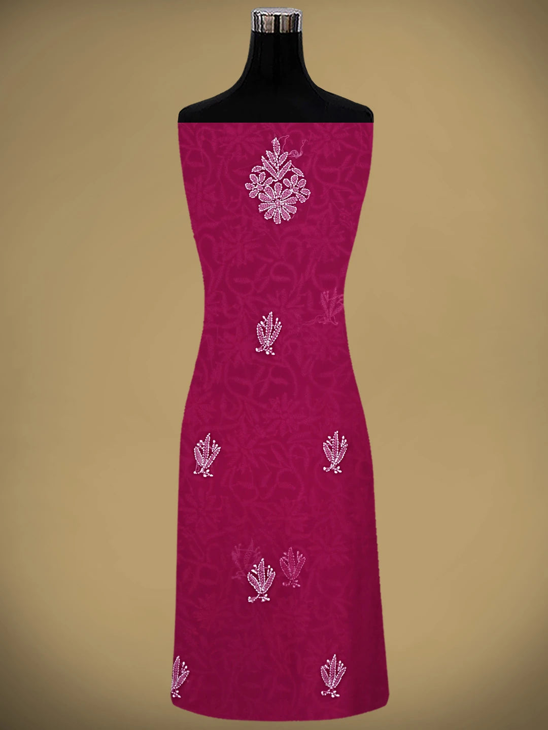 Ada Hand Embroidered Magenta Georgette Lucknowi Chikankari Unstitched Suit Piece 01A907721