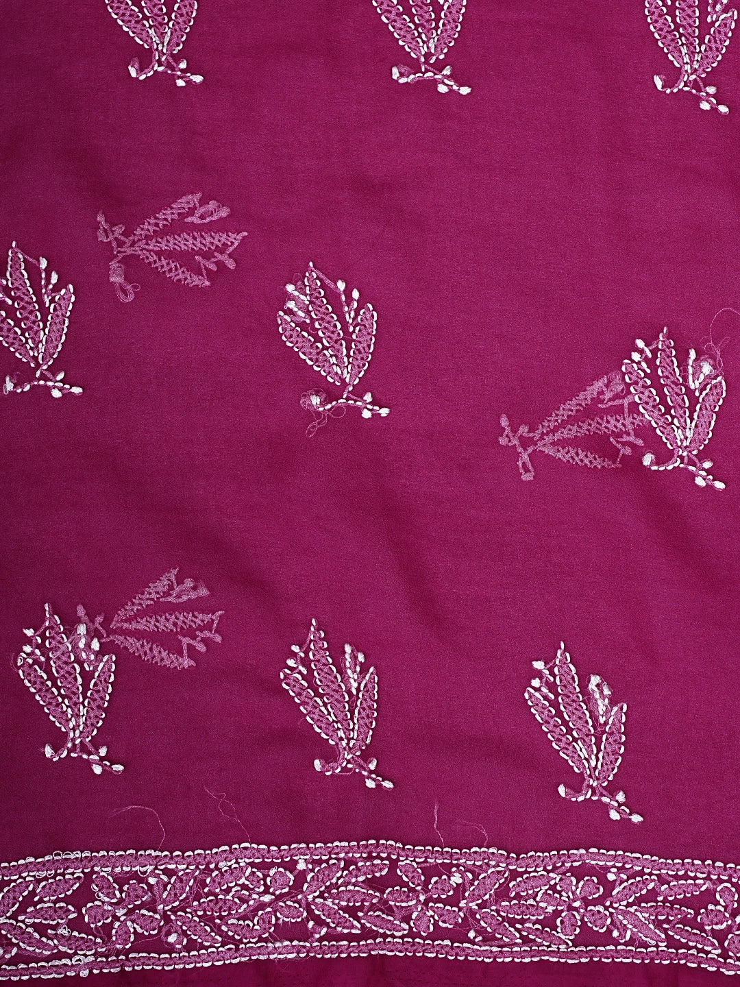 Ada Hand Embroidered Magenta Georgette Lucknowi Chikankari Unstitched Suit Piece 01A907721