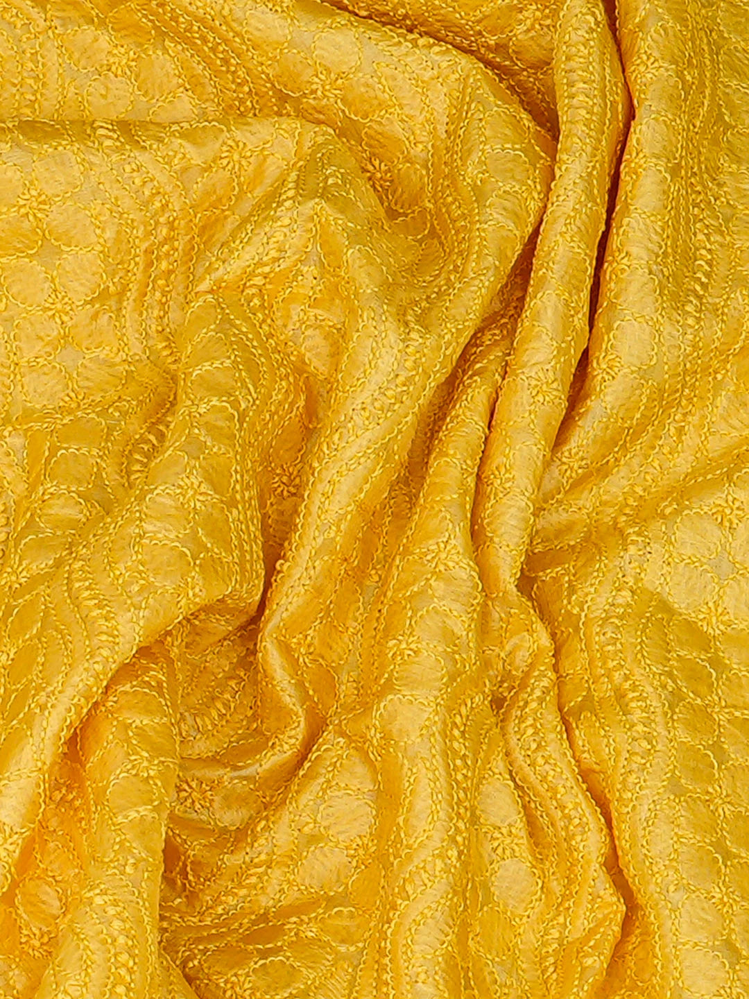 Ada Hand Embroidered Yellow Silk Lucknowi Chikankari Unstitched Men's Kurta 01A941928