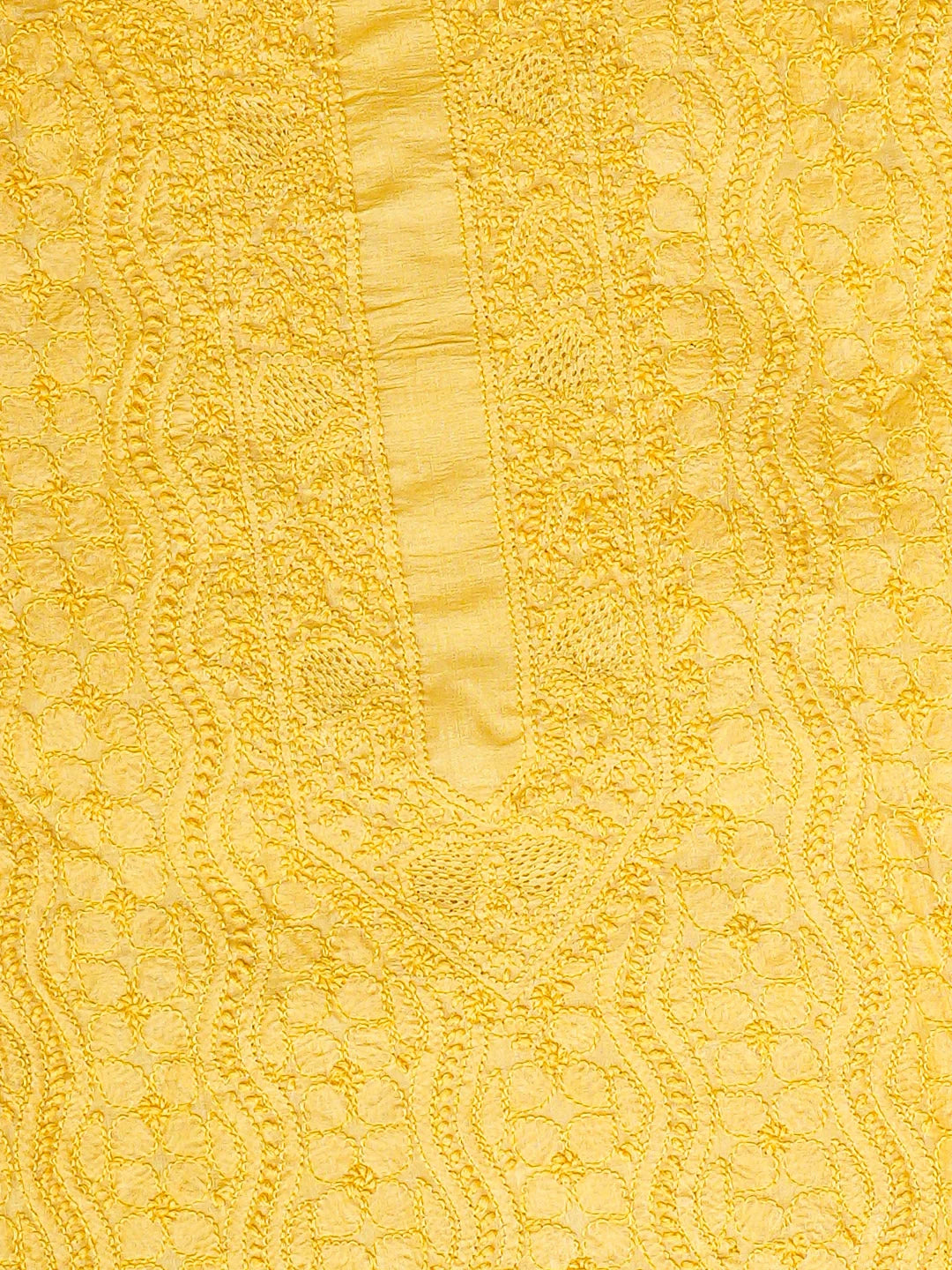 Ada Hand Embroidered Yellow Silk Lucknowi Chikankari Unstitched Men's Kurta 01A941928