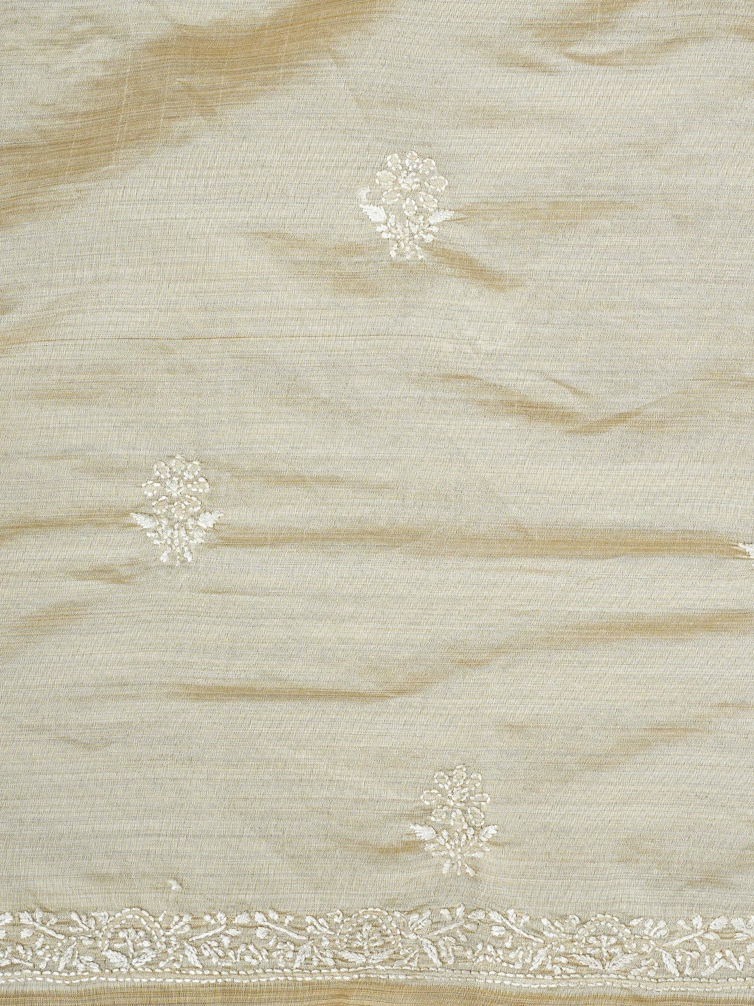 Ada Hand Embroidered Fawn Silk Lucknowi Chikankari Unstitched Kurta Dupatta Set 01A915477