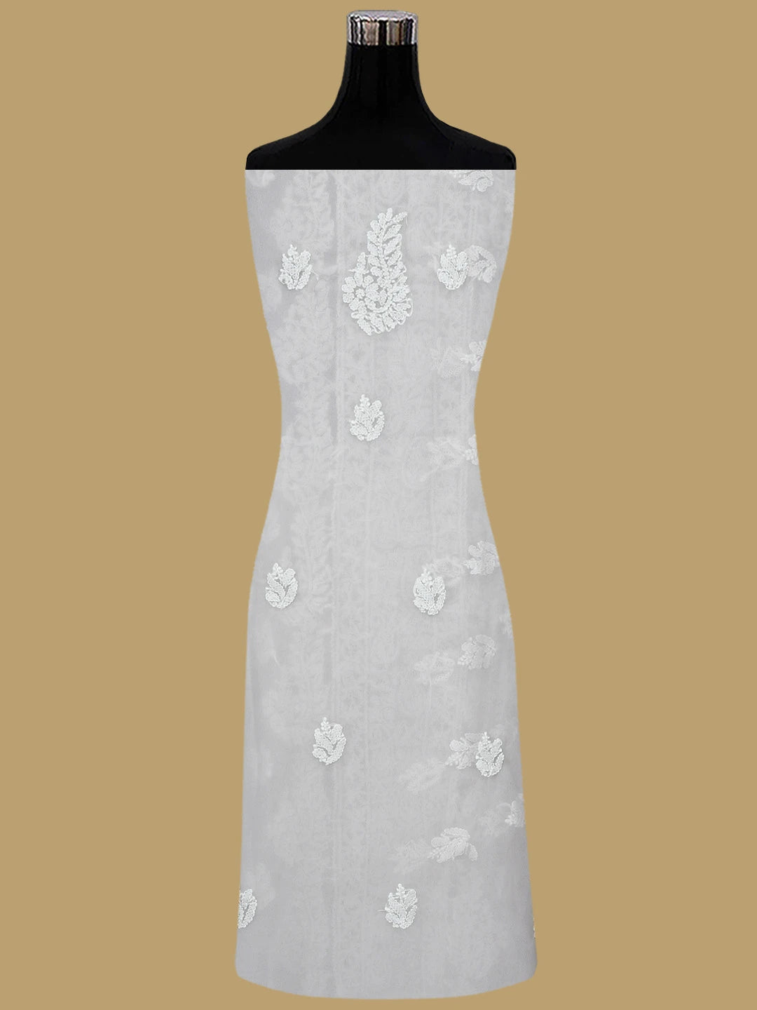 Ada Hand Embroidered Peach Georgette Lucknowi Chikankari Unstitched Suit Piece 01A934892