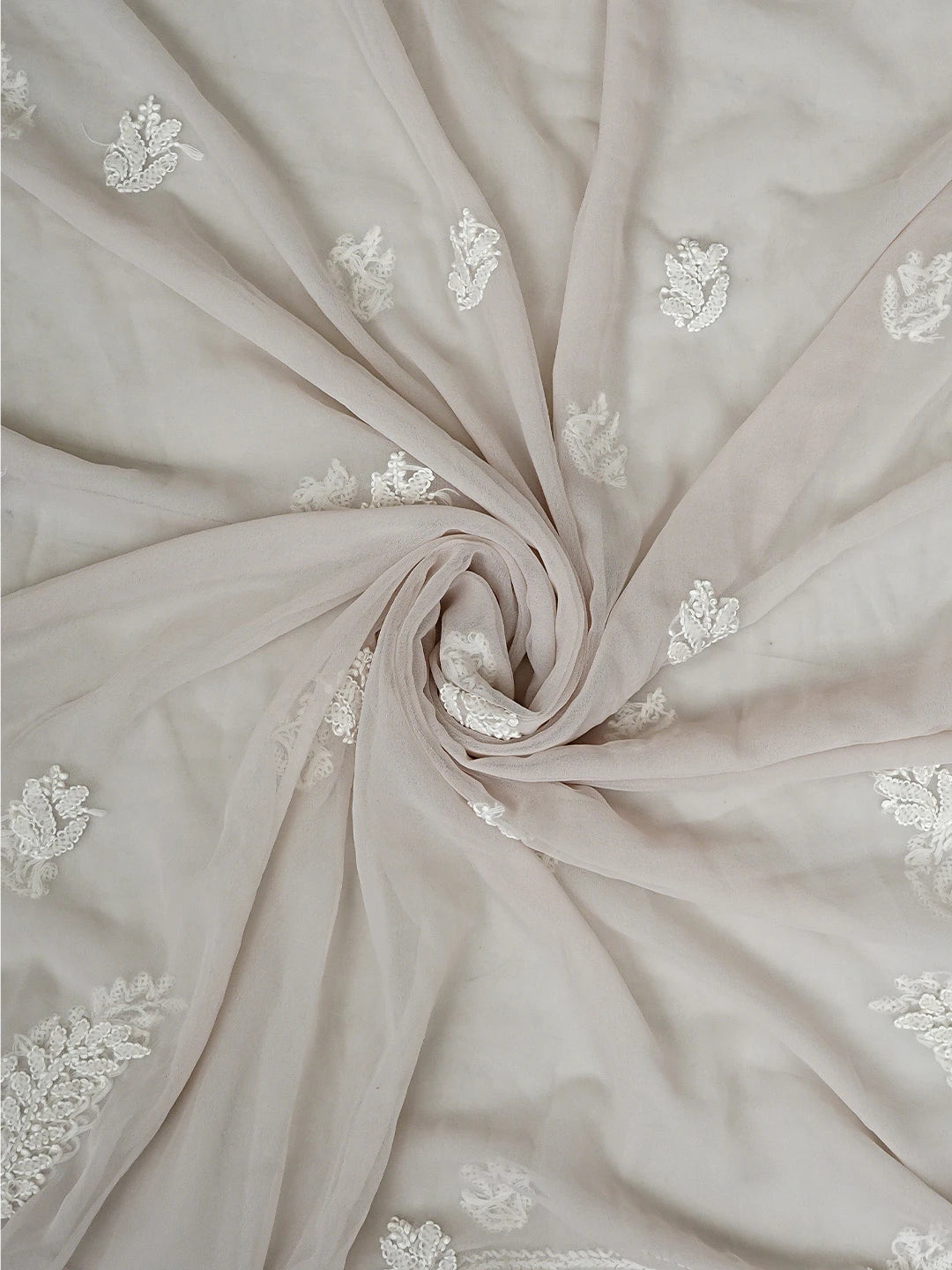 Ada Hand Embroidered Peach Georgette Lucknowi Chikankari Unstitched Suit Piece 01A934892