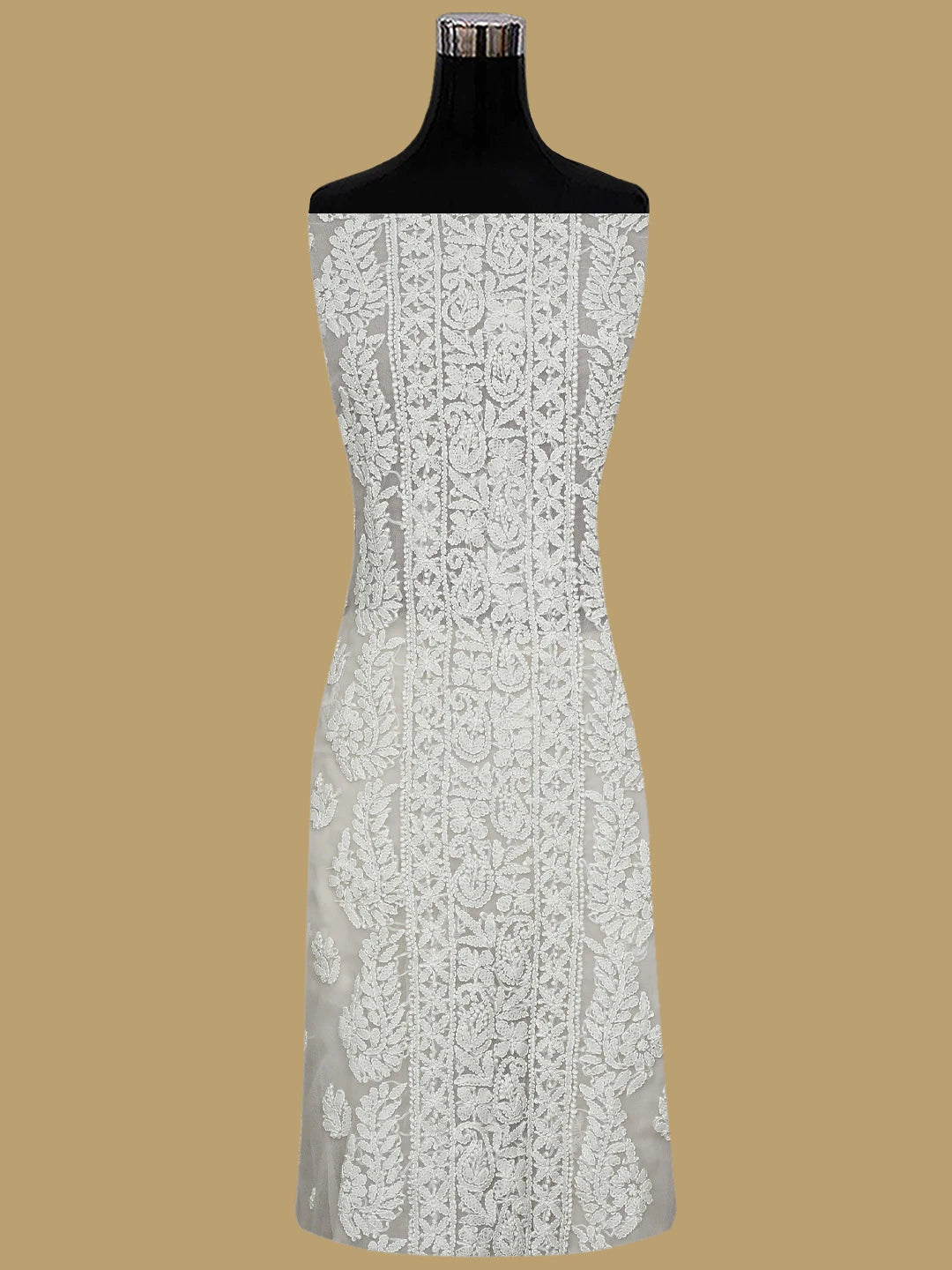 Ada Hand Embroidered Peach Georgette Lucknowi Chikankari Unstitched Suit Piece 01A934892