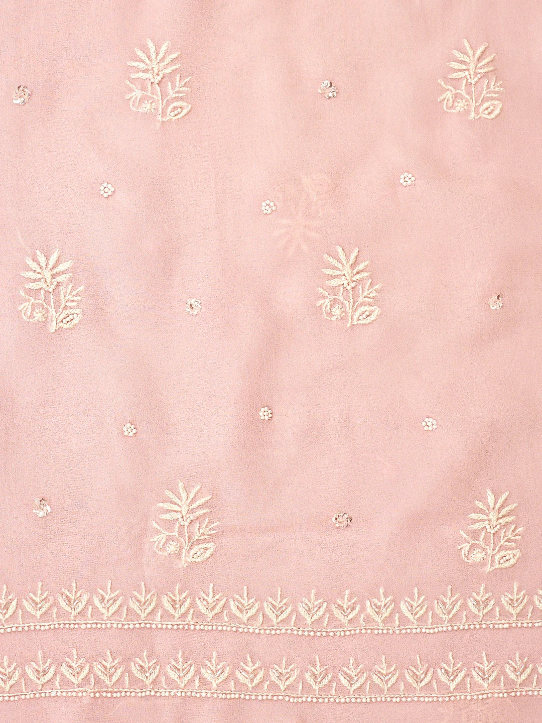 Ada Hand Embroidered Light Pink Viscose Georgette Lucknowi Chikankari Unstitched Kurta Dupatta Set With Pearl Work 01A821723