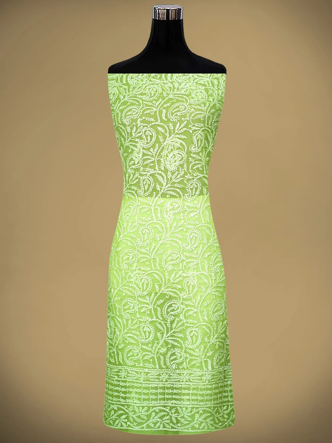 Ada Hand Embroidered Green Georgette Lucknowi Chikankari Unstitched Suit Piece 01A907711