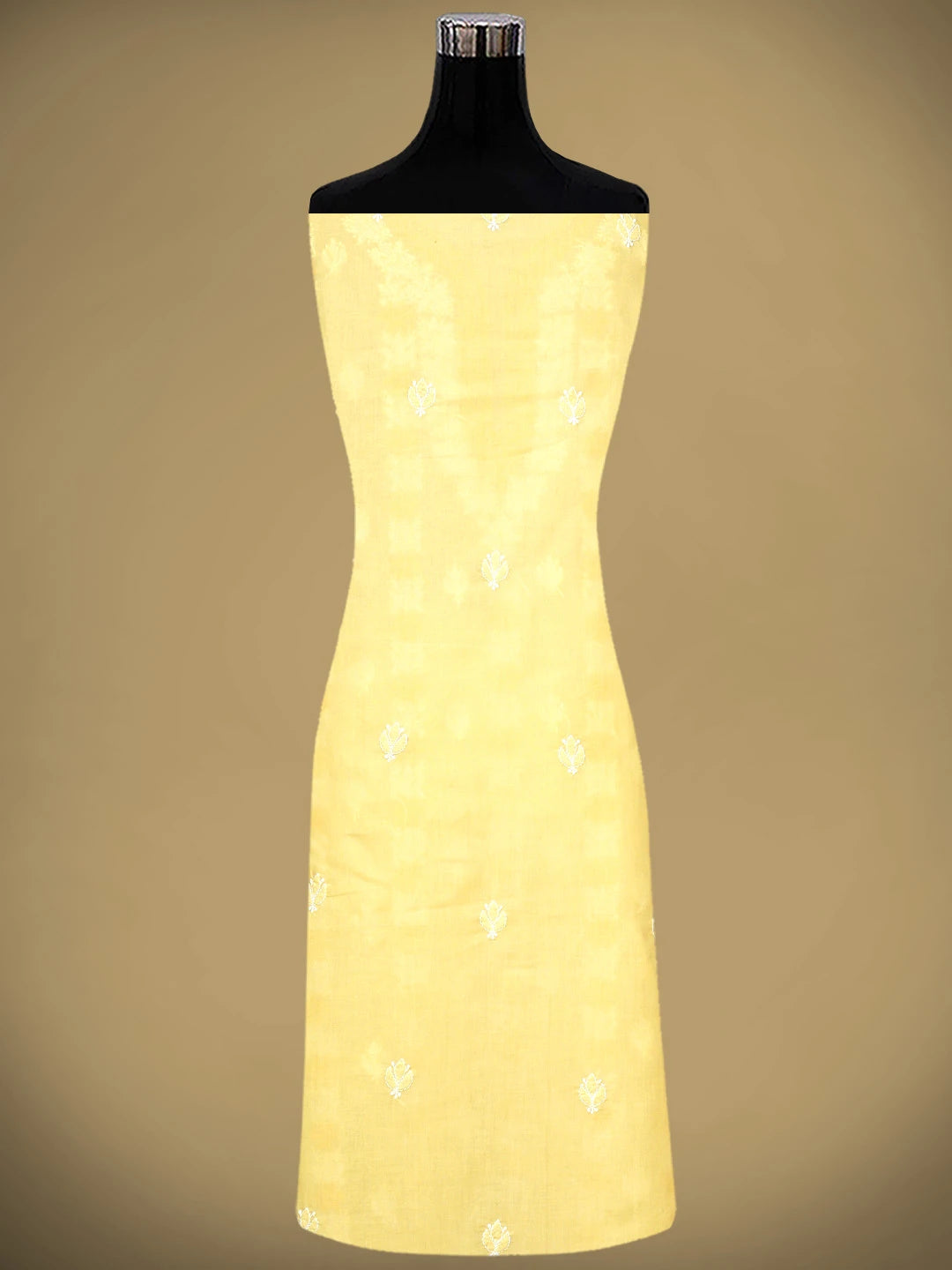 Ada Hand Embroidered Yellow Cotton Lucknowi Chikankari Unstitched Suit Piece 01A943523