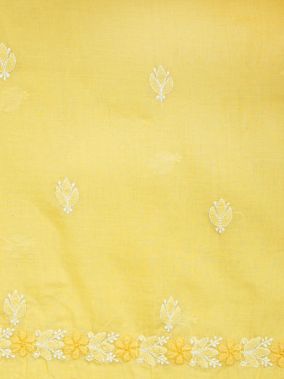 Ada Hand Embroidered Yellow Cotton Lucknowi Chikankari Unstitched Suit Piece 01A943523