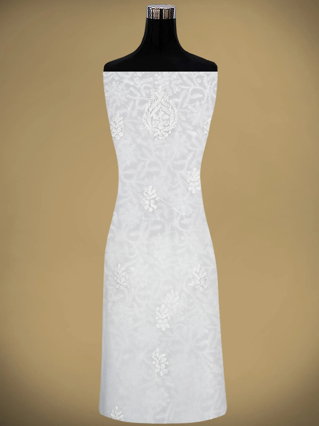 Ada Hand Embroidered White Georgette Lucknowi Chikankari Unstitched Suit Piece 01A907709