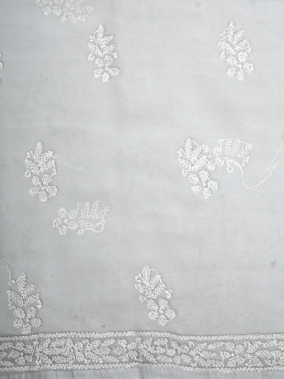 Ada Hand Embroidered White Georgette Lucknowi Chikankari Unstitched Suit Piece 01A907709