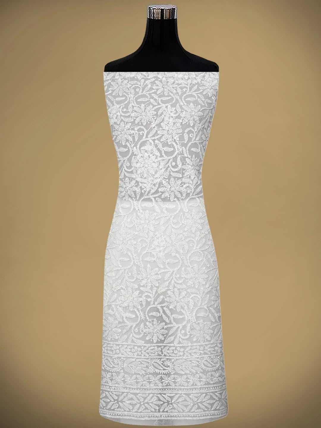 Ada Hand Embroidered White Georgette Lucknowi Chikankari Unstitched Suit Piece 01A907709