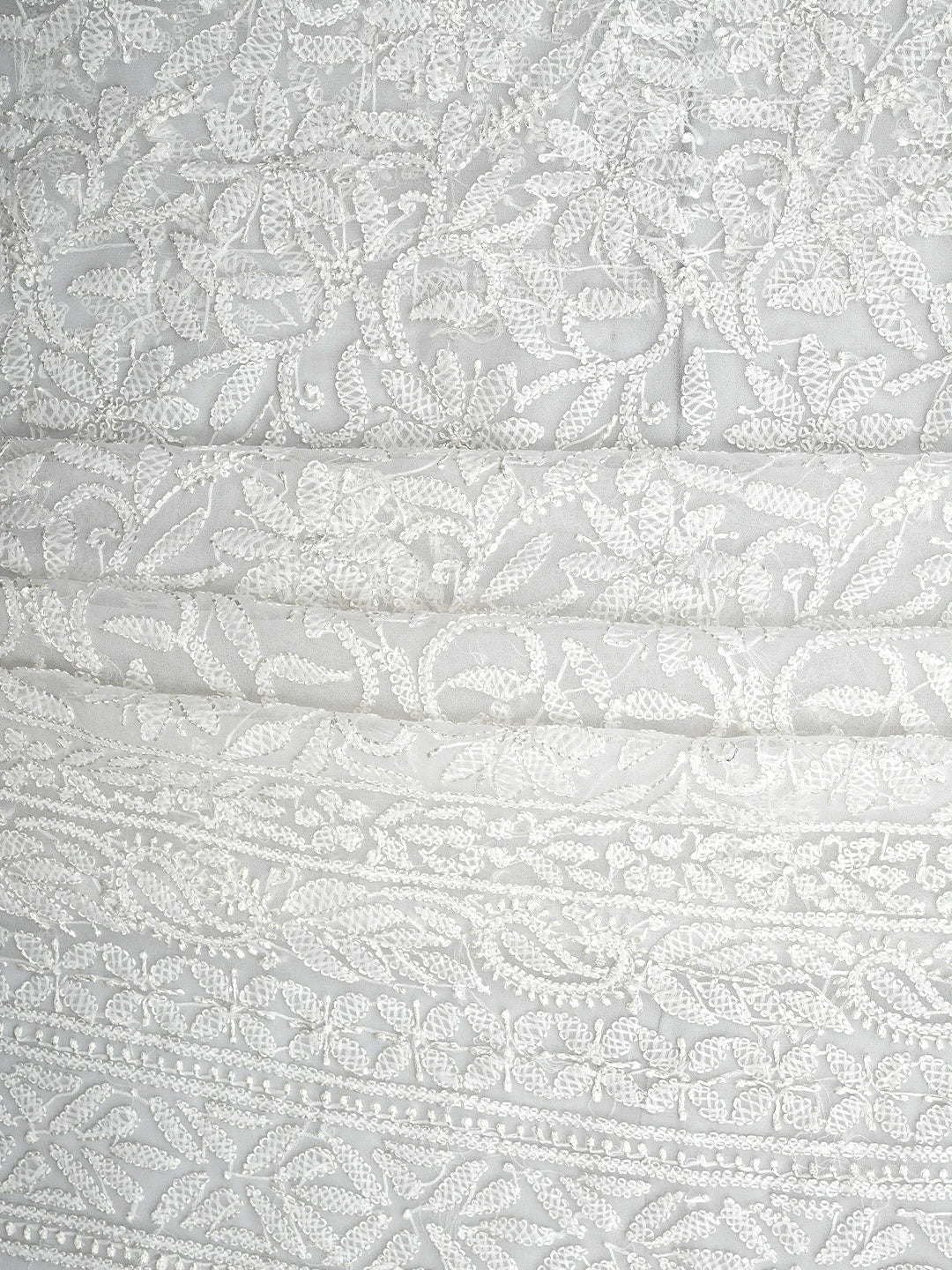 Ada Hand Embroidered White Georgette Lucknowi Chikankari Unstitched Suit Piece 01A907709