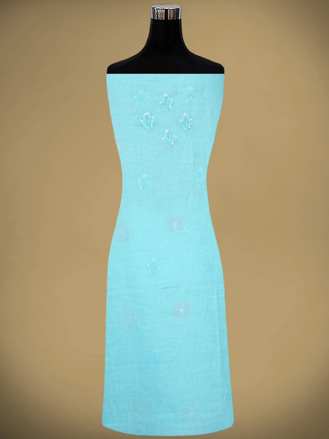 Ada Hand Embroidered Blue Cotton Lucknowi Chikankari Unstitched Suit Piece 01A819135