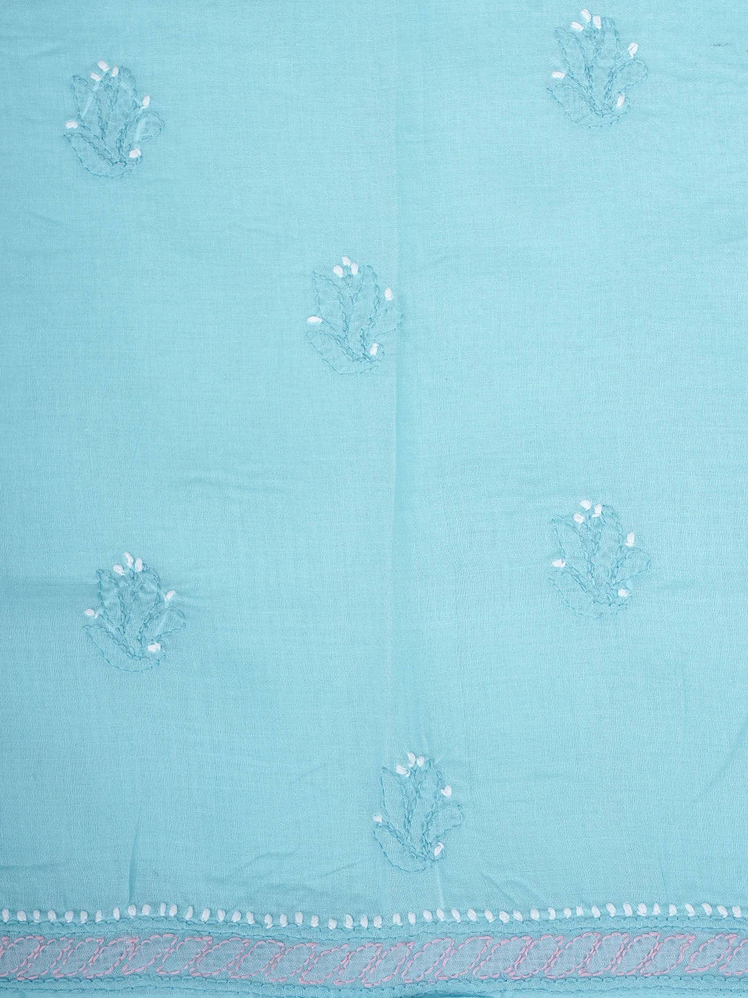Ada Hand Embroidered Blue Cotton Lucknowi Chikankari Unstitched Suit Piece 01A819135