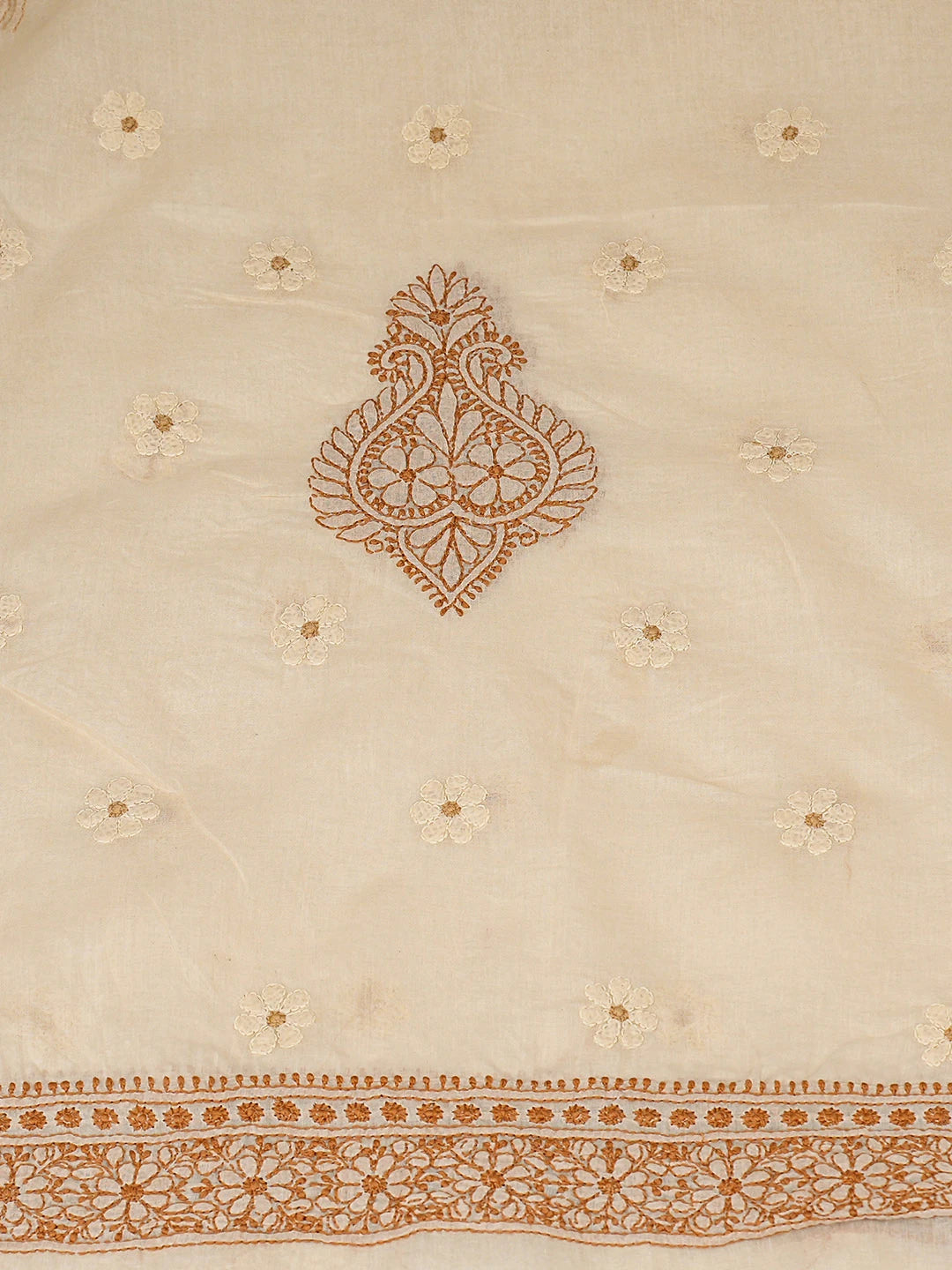 Ada Hand Embroidered Fawn  Cotton Lucknowi Chikankari Unstitched Kurta 01A919533