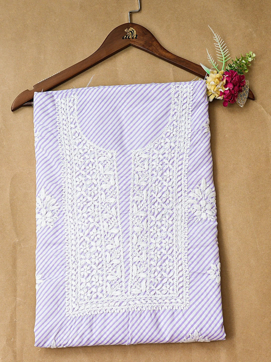 Ada Hand Embroidered Mauve Cotton Lucknowi Unstitched Chikankari Kurta 01A893401