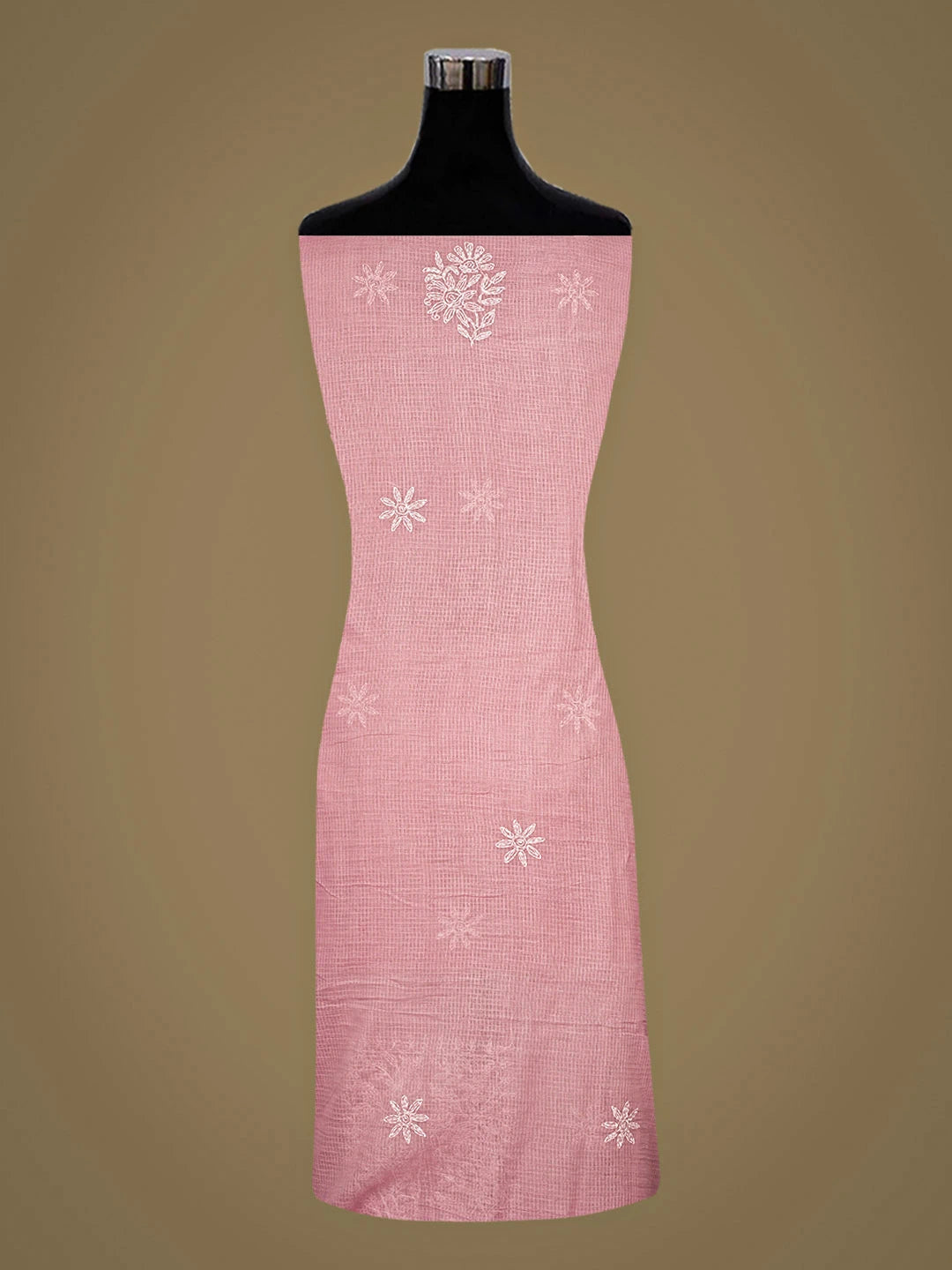 Ada Hand Embroidered Onion Pink Kota Lucknowi Chikankari Unstitched Kurta 01A846215