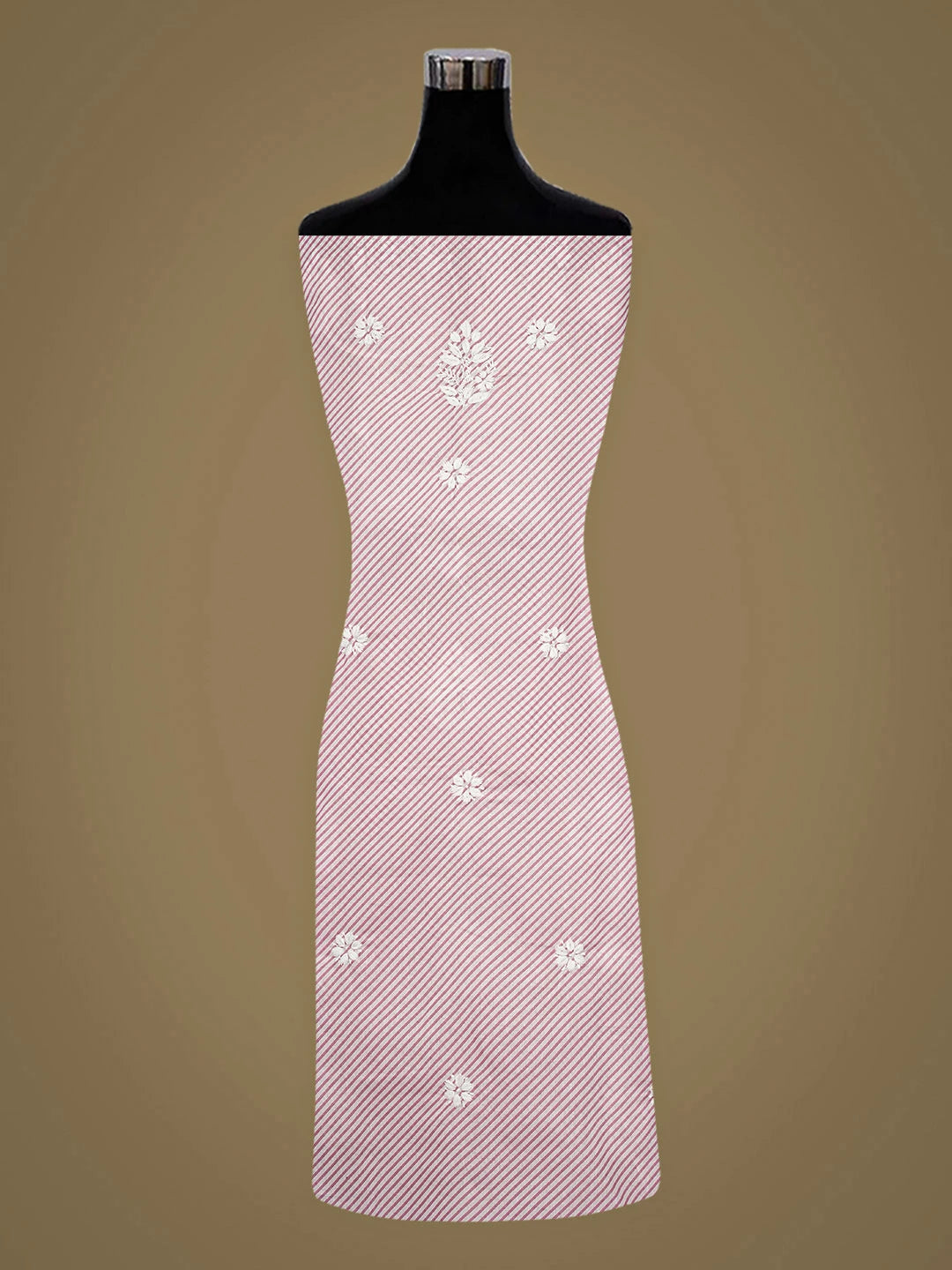 Ada Hand Embroidered Pink  Cotton Lucknowi Chikankari Unstitched Kurta Piece 01A893278
