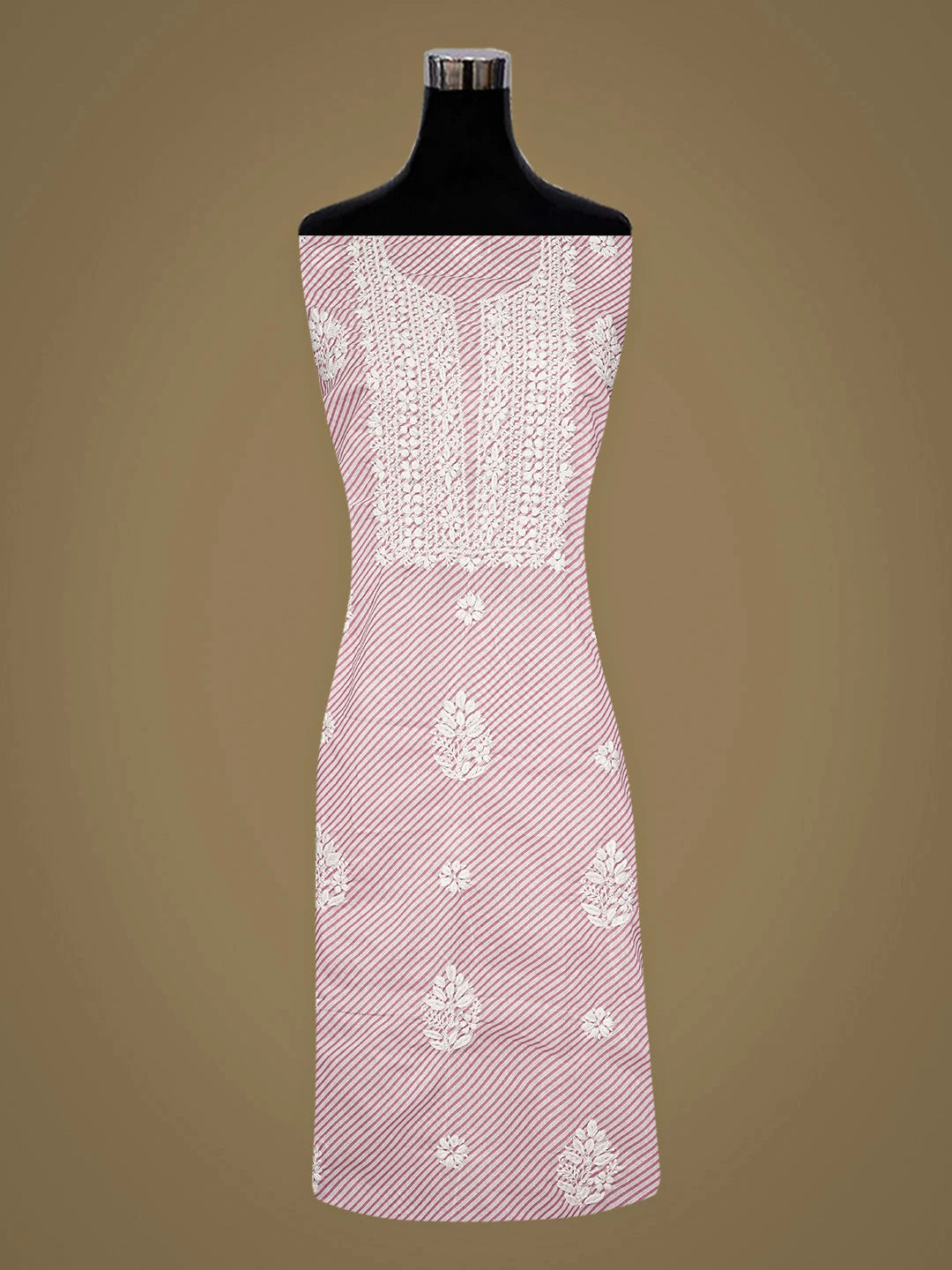 Ada Hand Embroidered Pink  Cotton Lucknowi Chikankari Unstitched Kurta Piece 01A893278