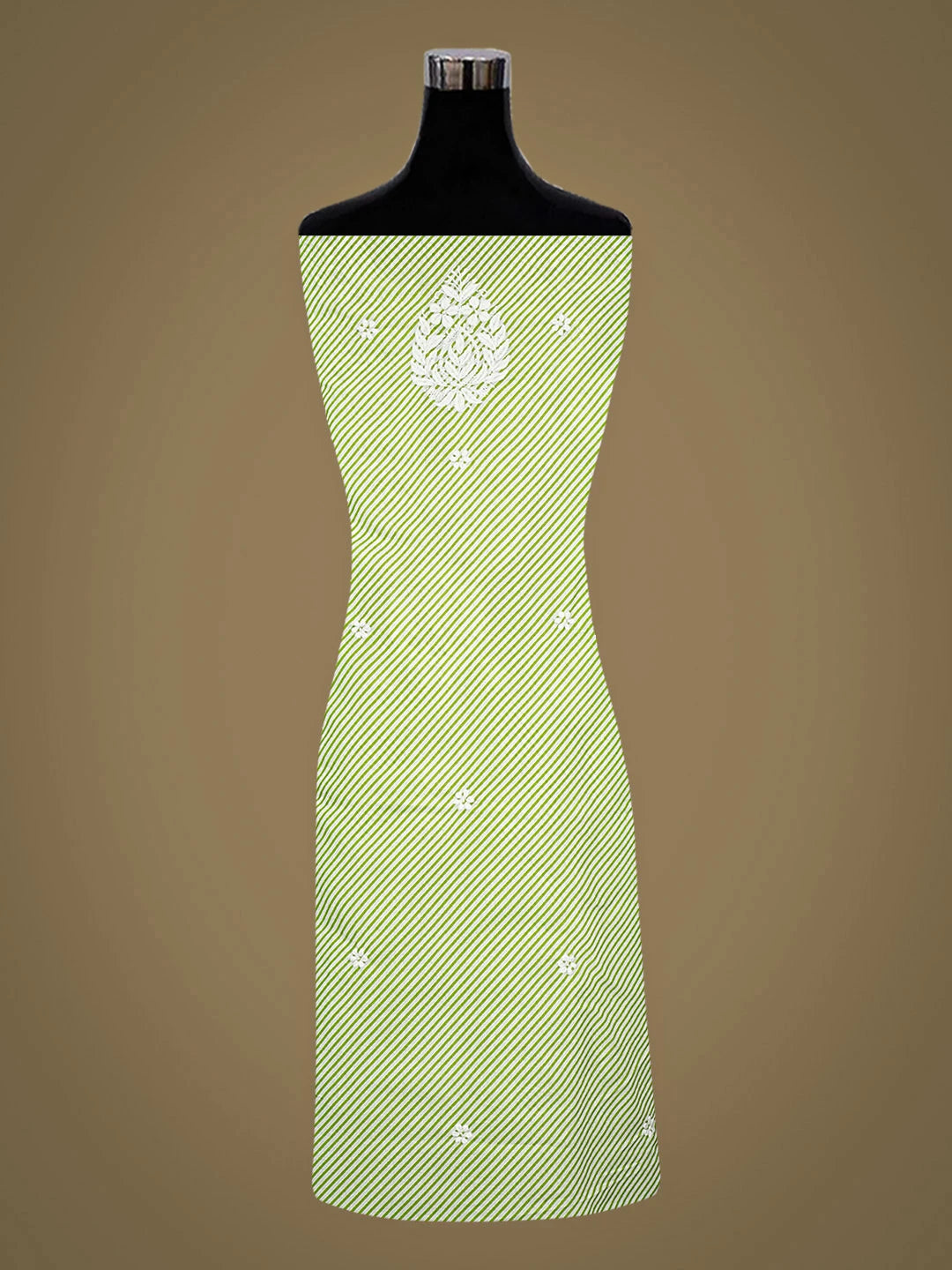 Ada Hand Embroidered Green Cotton Lucknowi Chikankari Unstitched Kurta 01A892956