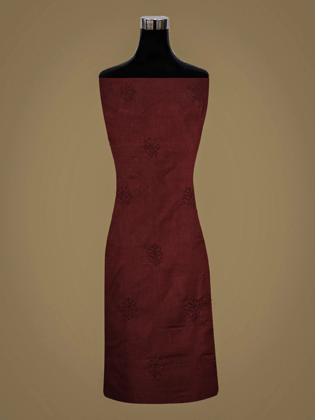 Ada Hand Embroidered Maroon Cotton Lucknowi Chikankari Unstitched Kurta 01A917912