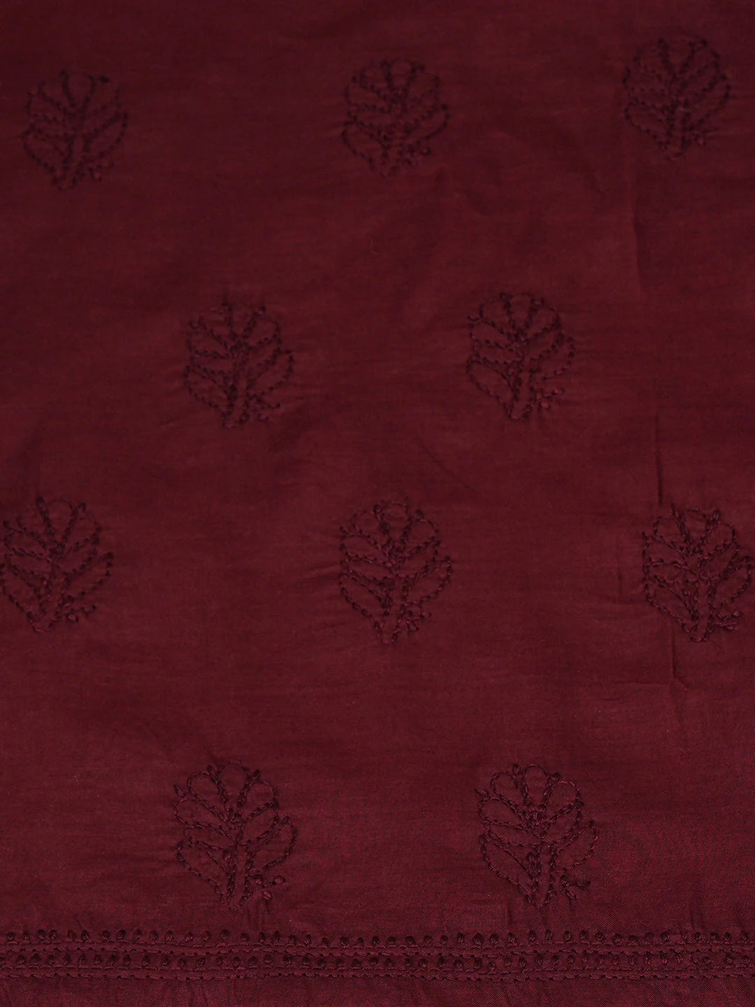 Ada Hand Embroidered Maroon Cotton Lucknowi Chikankari Unstitched Kurta 01A917912
