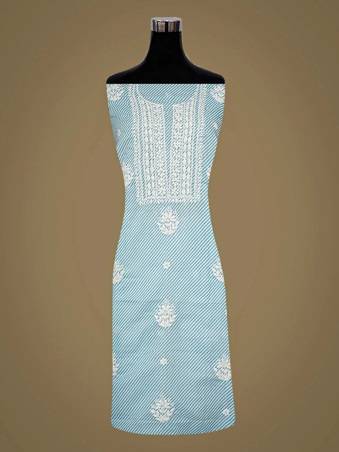 Ada Hand Embroidered Blue Cotton Lucknowi Chikankari Unstitched Kurta 01A892969