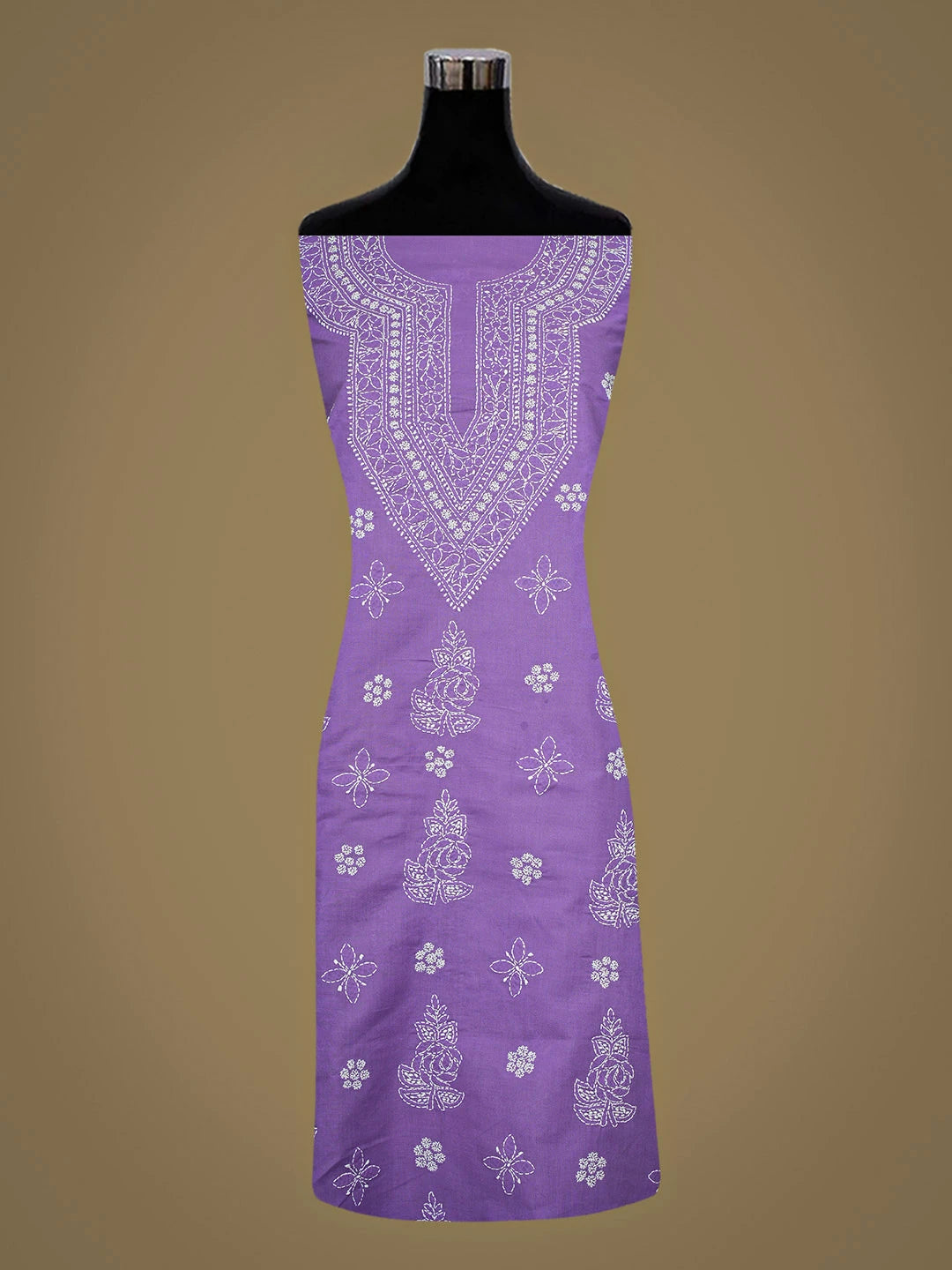Ada Hand Embroidered Lavender Purple Cotton Lucknowi Chikankari Unstitched Kurta 01A917893