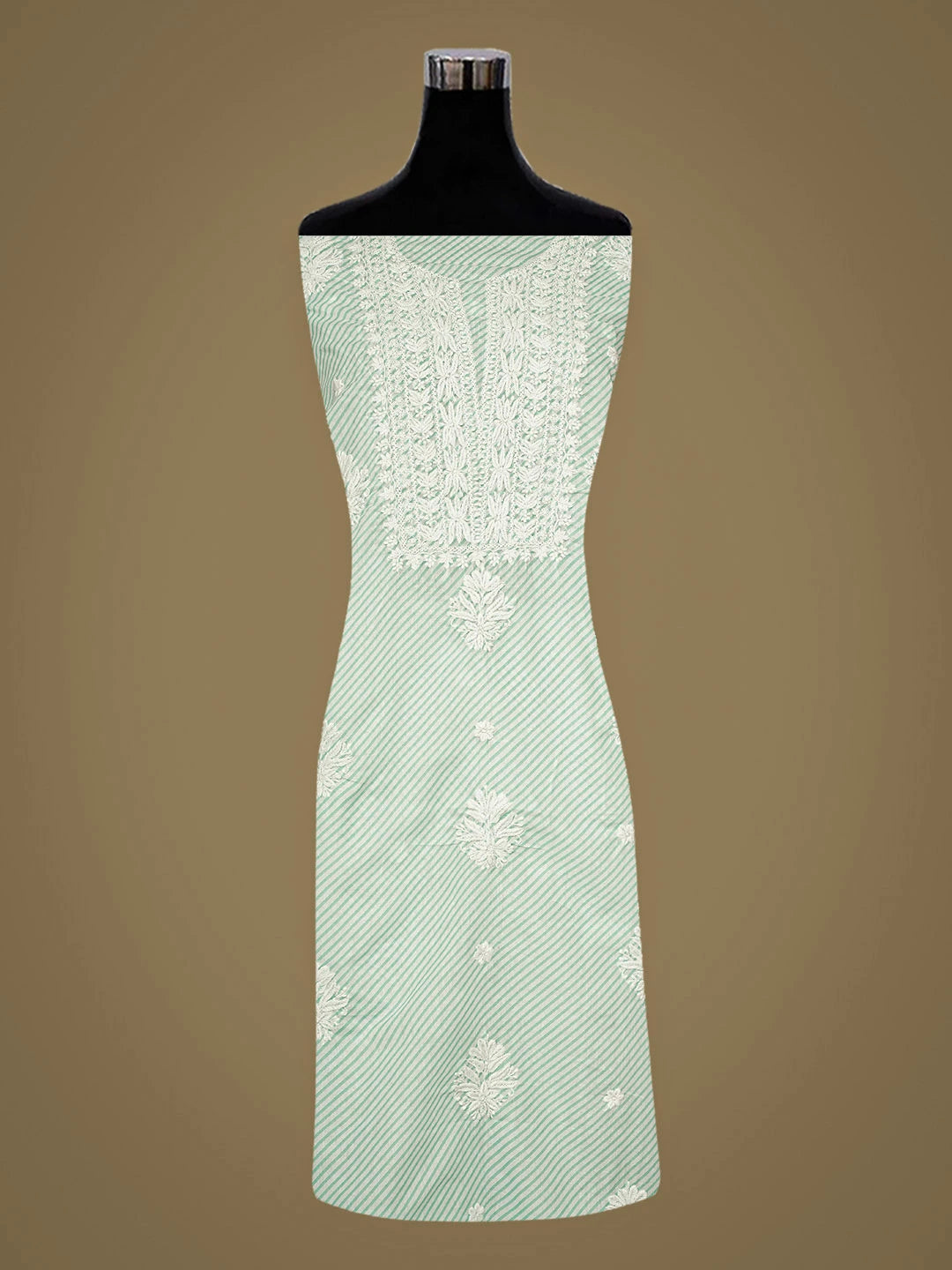 Ada Hand Embroidered Sea Green Cotton Lucknowi Chikankari Unstitched Kurta 01A893447
