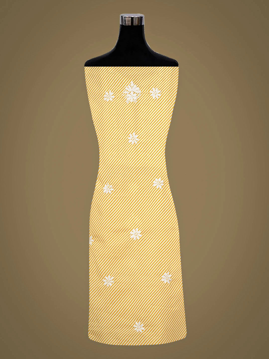 Ada Hand Embroidered Yellow Cotton Lucknowi Chikankari Unstitched Kurta 01A893311