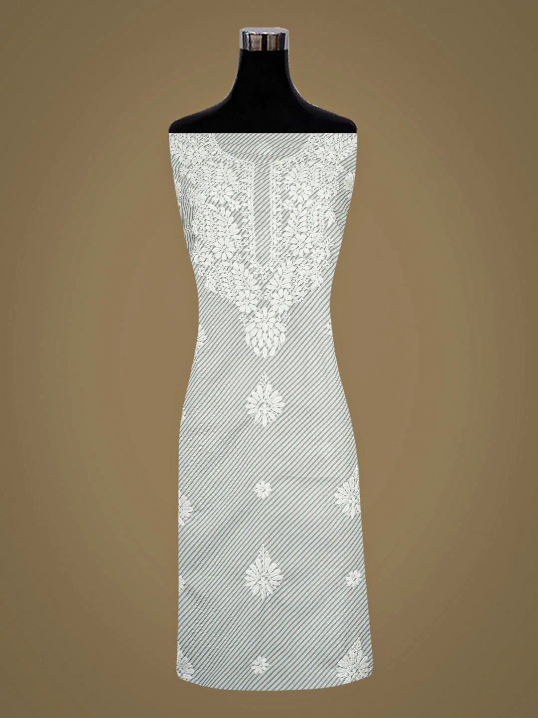 Ada Hand Embroidered Grey Cotton Lucknowi Chikankari Unstitched Kurta 01A893319
