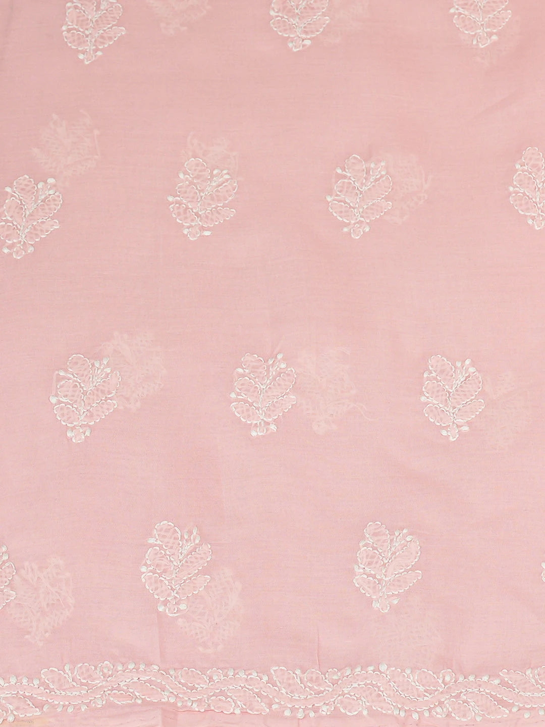 Ada Hand Embroidered Peach Cotton Lucknowi Chikankari Unstitched Kurta 01A916501
