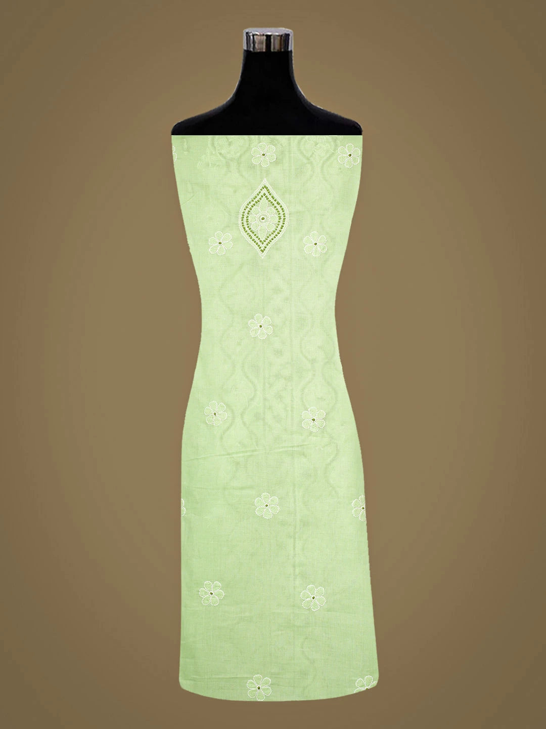 Ada Hand Embroidered Lime Green Cotton Lucknowi Chikankari Unstitched Kurta 01A735428