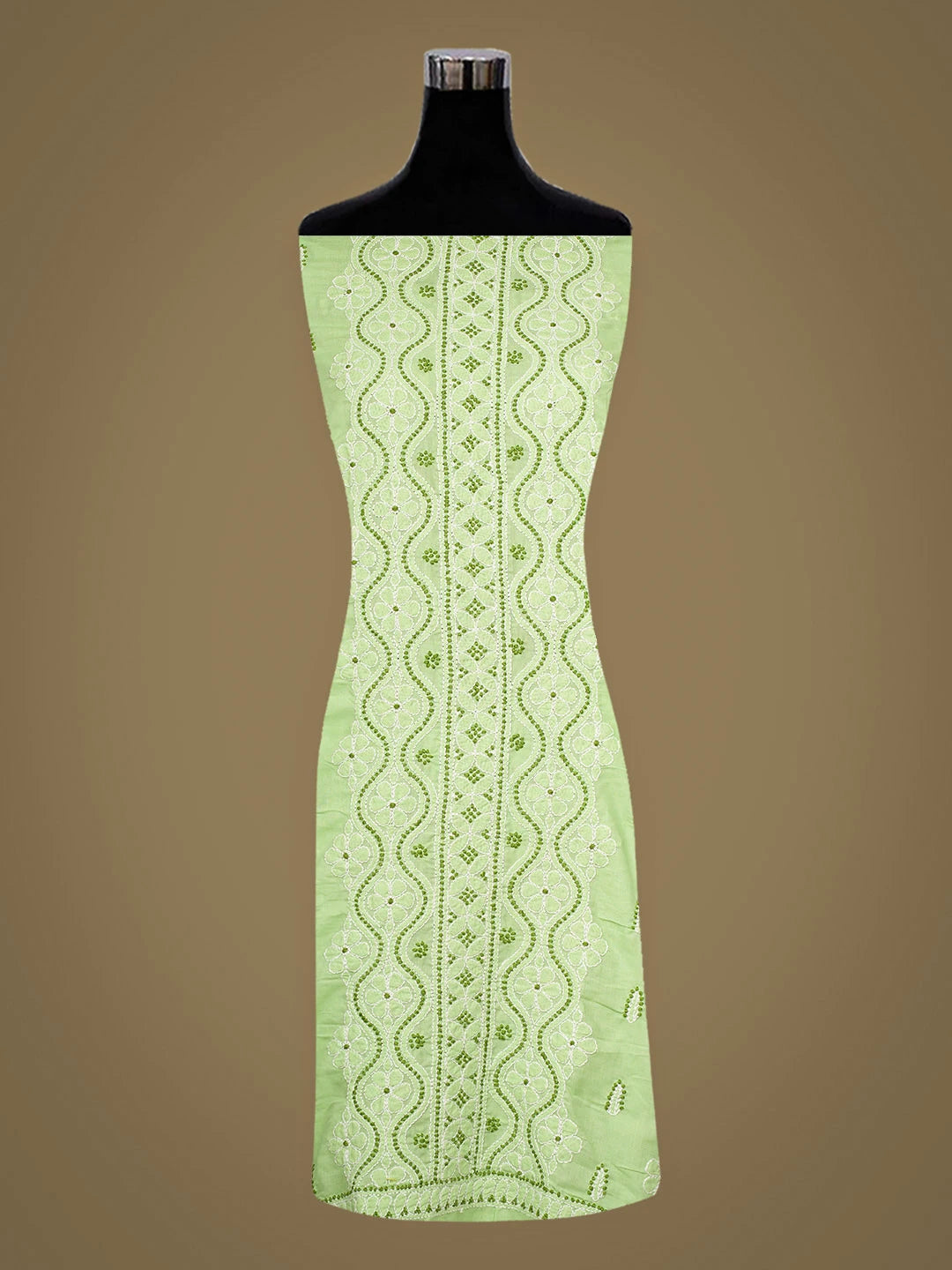 Ada Hand Embroidered Lime Green Cotton Lucknowi Chikankari Unstitched Kurta 01A735428