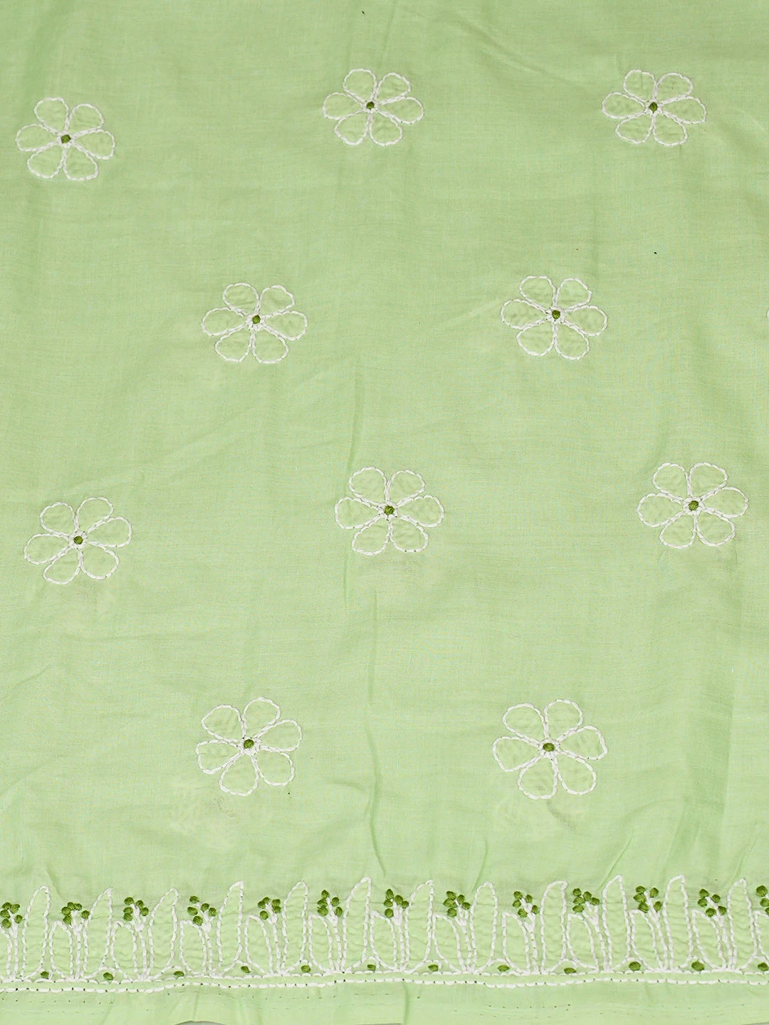 Ada Hand Embroidered Lime Green Cotton Lucknowi Chikankari Unstitched Kurta 01A735428