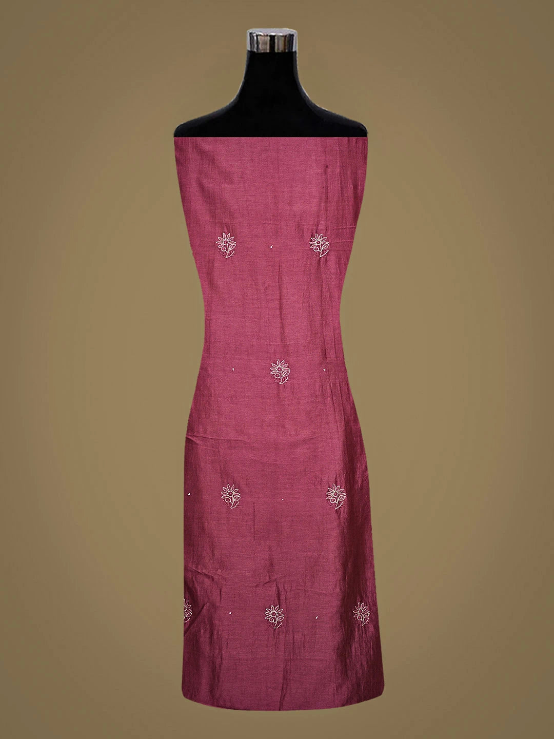 Ada Hand Embroidered Onion Pink Chanderi Lucknowi Chikankari Unstitched Kurta Dupatta Set With Zari Taar Work 01A873668