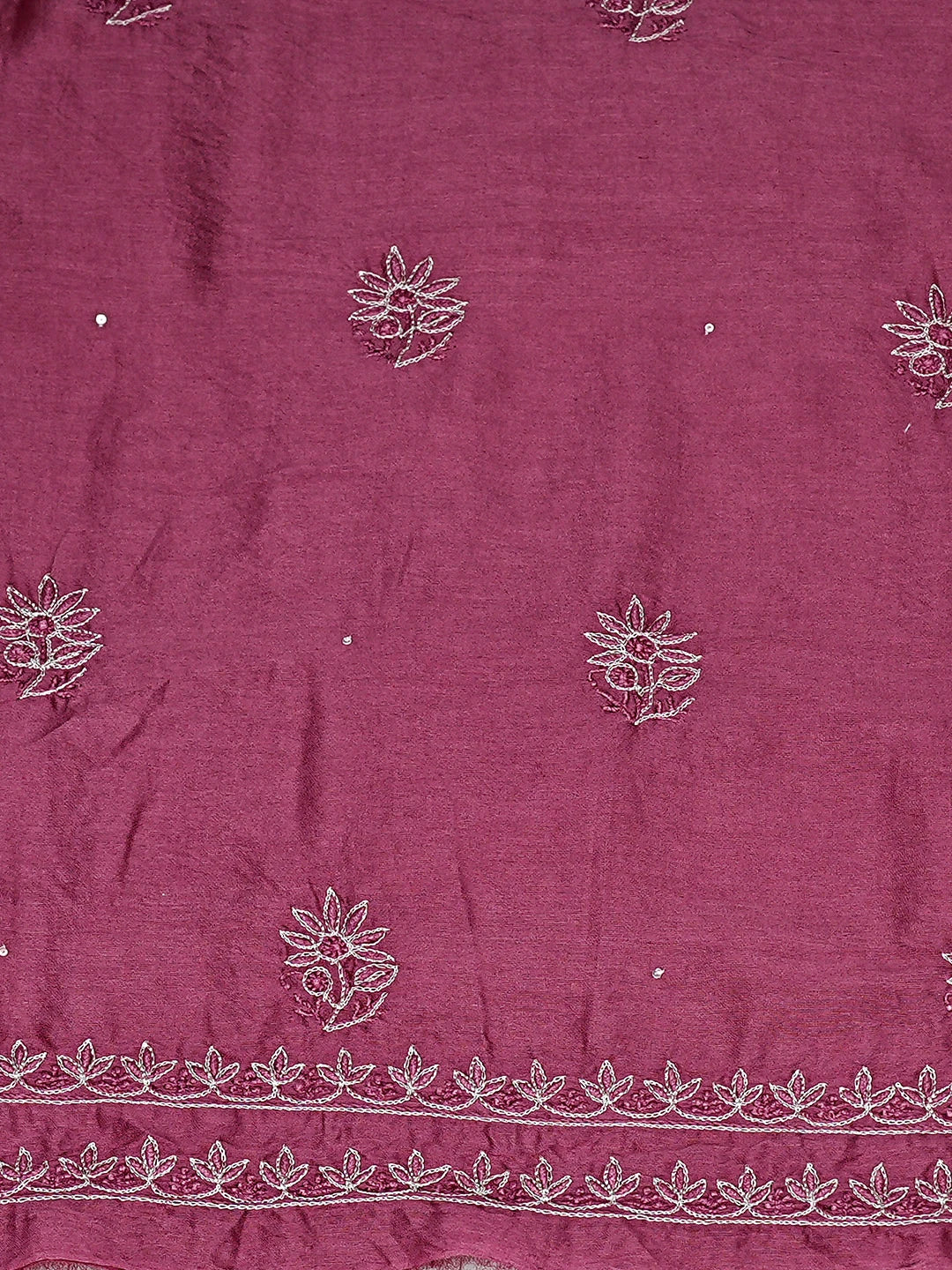 Ada Hand Embroidered Onion Pink Chanderi Lucknowi Chikankari Unstitched Kurta Dupatta Set With Zari Taar Work 01A873668