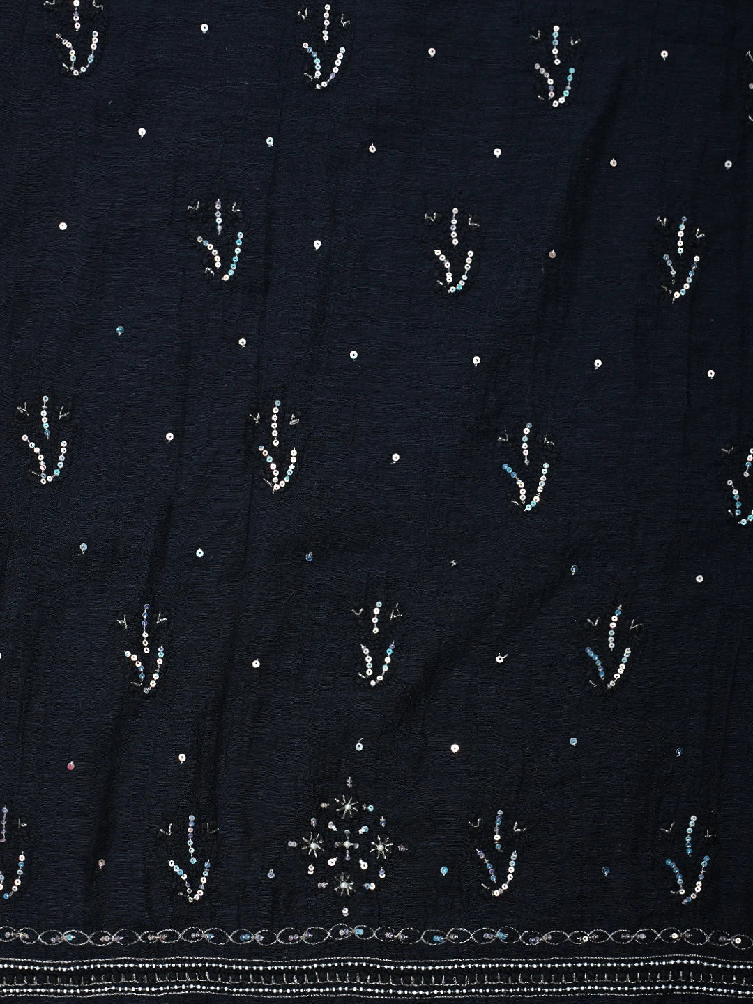 Ada Hand Embroidered Black Chanderi Lucknowi Chikankari Unstitched Suit Piece With Sequinned Work 01A489059
