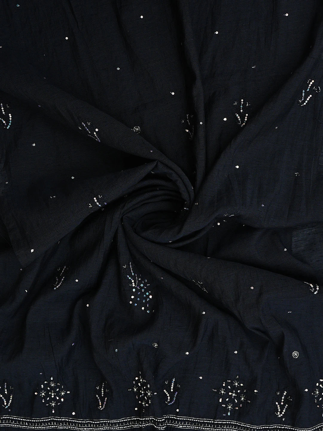 Ada Hand Embroidered Black Chanderi Lucknowi Chikankari Unstitched Suit Piece With Sequinned Work 01A489059