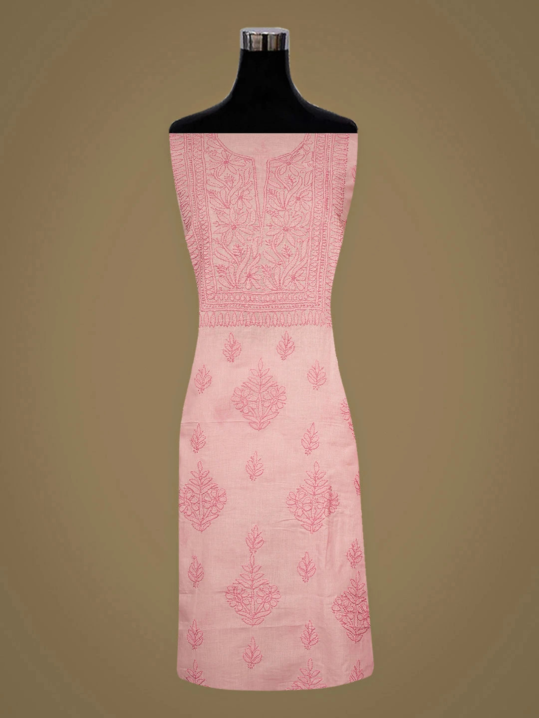 Ada Hand Embroidered Dusty Pink Cotton Lucknowi Chikankari Unstitched Kurta 01A916524
