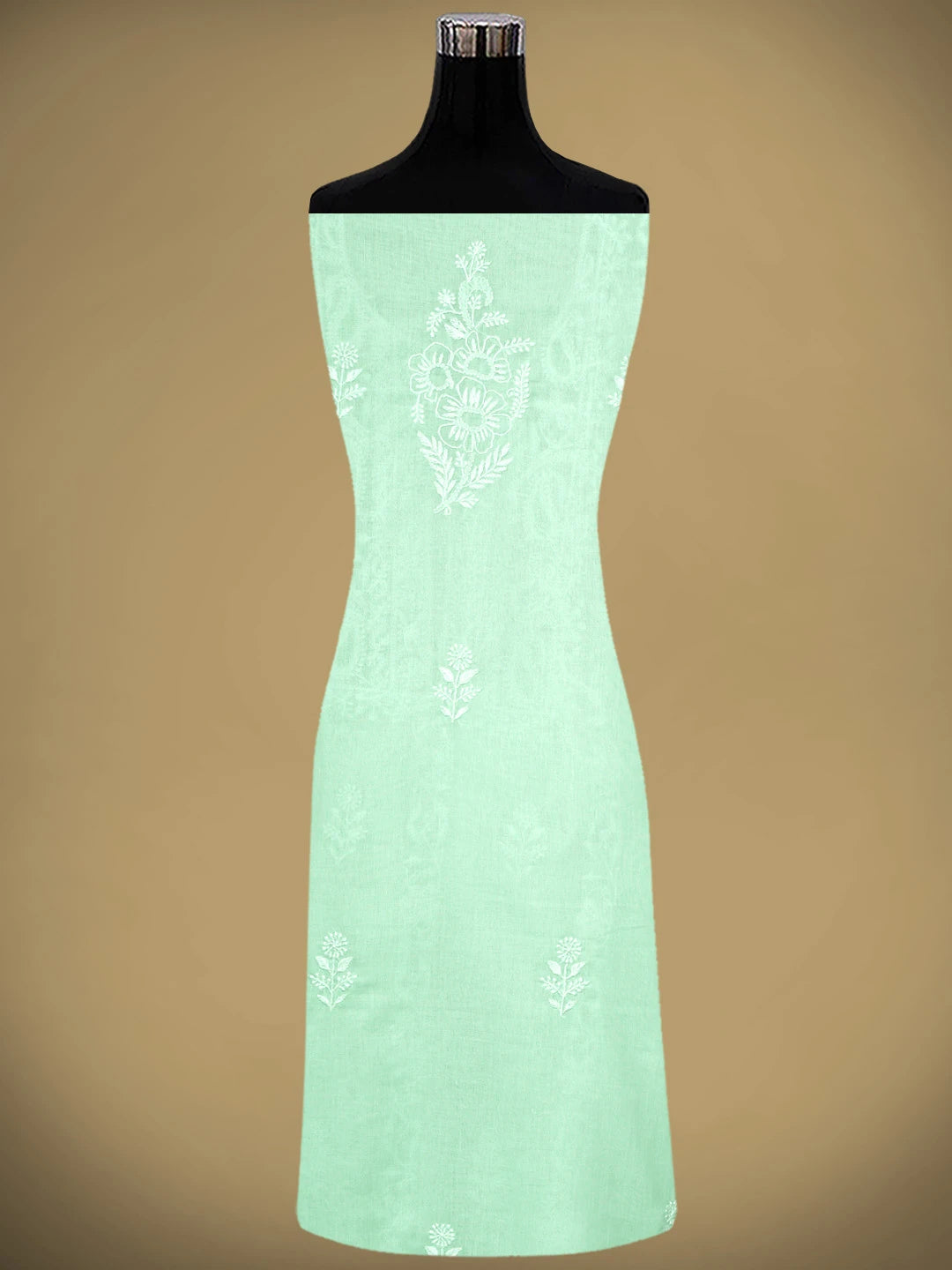 Ada Hand Embroidered Celadon Green Cotton Lucknowi Chikankari Unstitched Suit Piece 01A773770