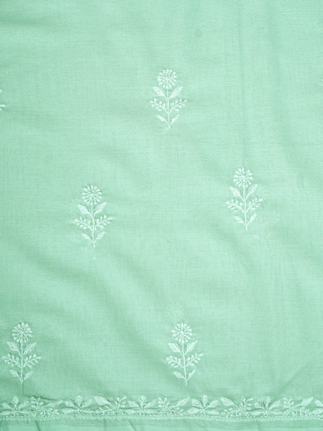 Ada Hand Embroidered Celadon Green Cotton Lucknowi Chikankari Unstitched Suit Piece 01A773770